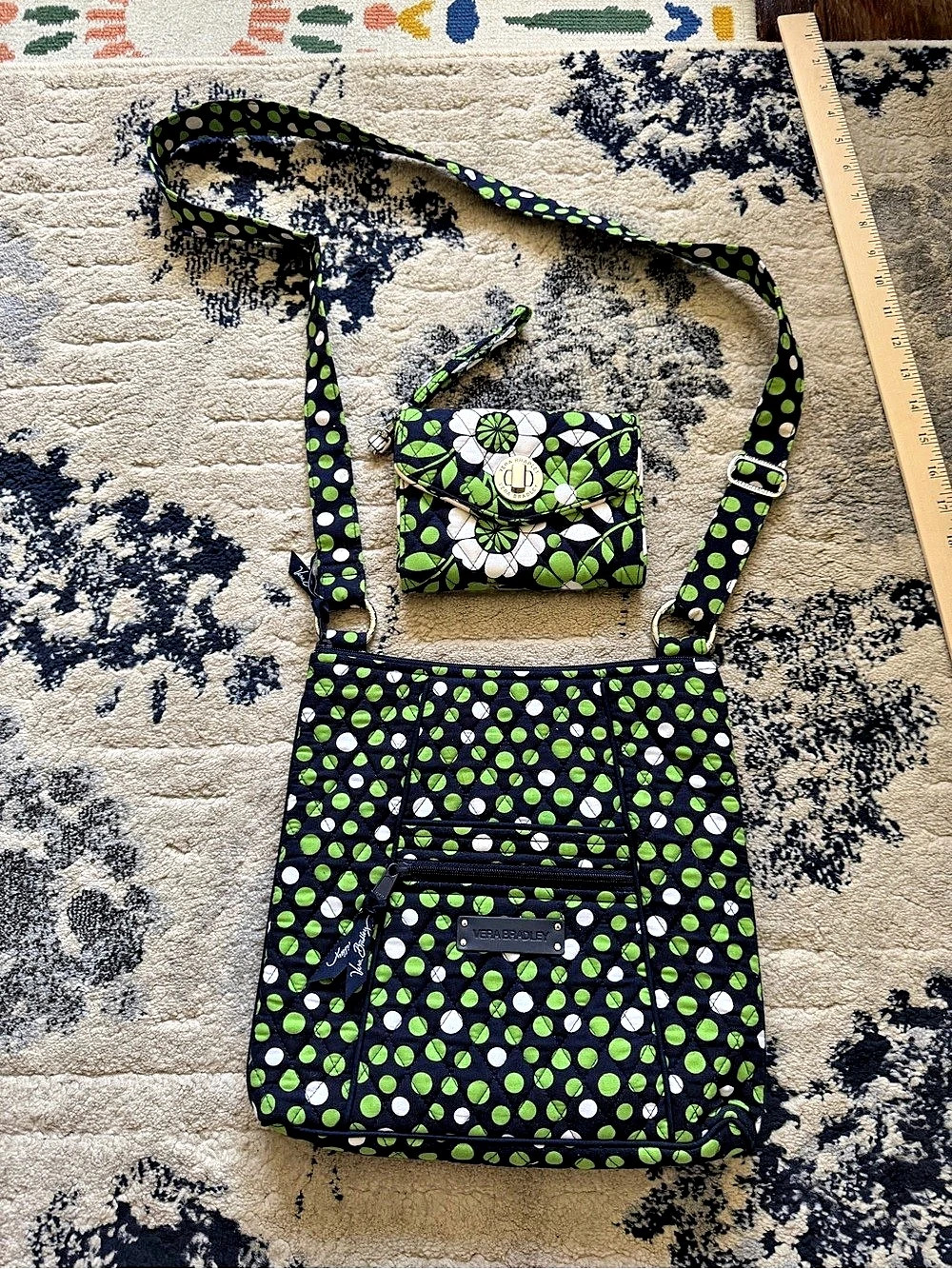 Vera Bradley Hipster Crossbody and Wallet Set Black & Green